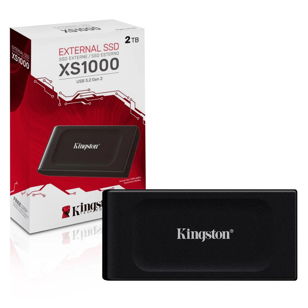 SSD Externo Kingston 2TB Portátil Xs1000, Leitura 1050MB/s, Gravação 1000MB/s, Preto - Sxs1000/2000g