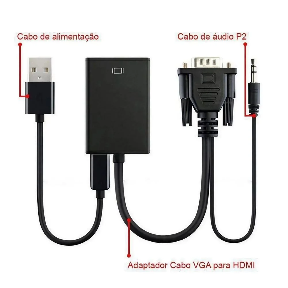 Imagem 4 de 5 do produto Conversor Adaptador VGA Para HDMI- Preto