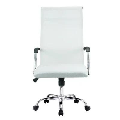 Cadeira De Escritório Fortt Salta Esteirinha Tela Mesh, Base Cromada, Com Rodinha, Branca - Cef04-p