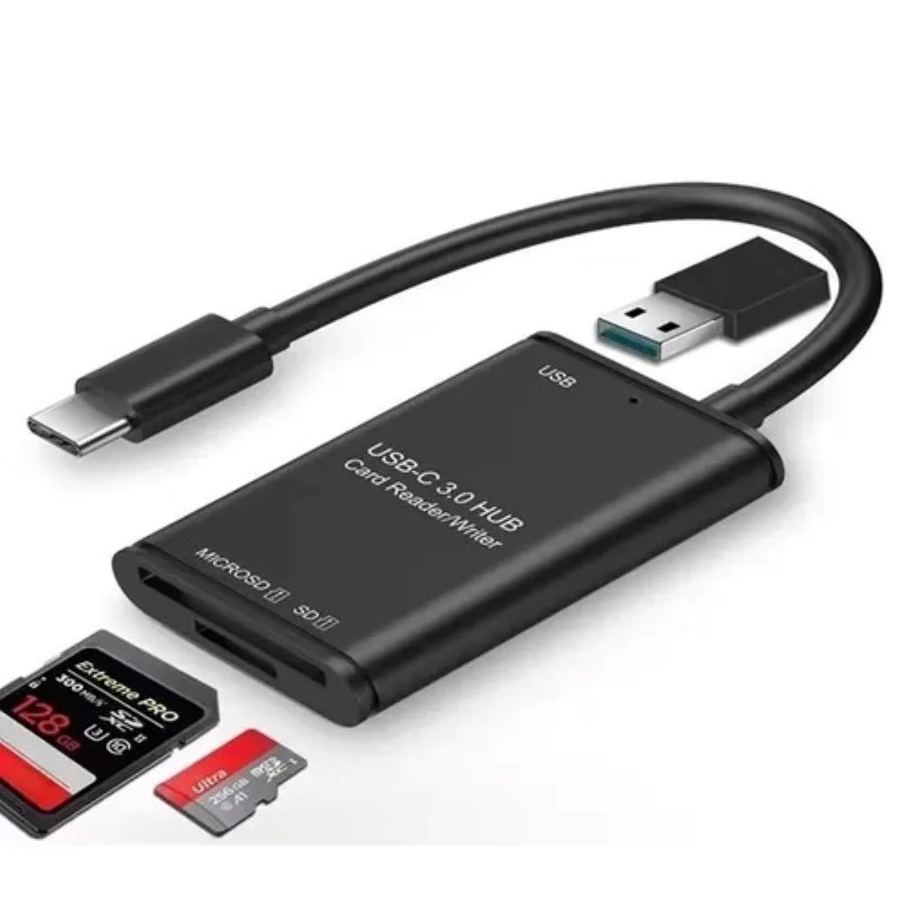 Imagem 5 de 5 do produto Adaptador F3 Leitor de Cartão USB 3.0 TYPE-c, Para SD e Micro SD, OTG