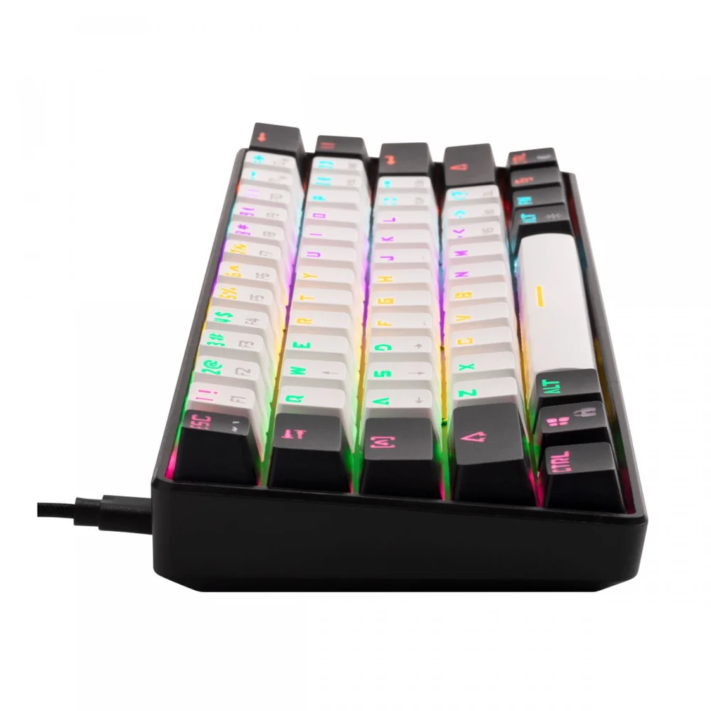 Imagem 3 de 4 do produto Teclado Com Fio Mecânico Gamer Aura Gk2, USB, Switch Blue, ABNT 2, RGB, Branco E Preto