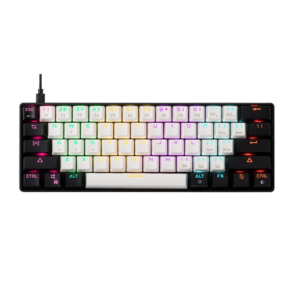 Imagem 4 de 4 do produto Teclado Com Fio Mecânico Gamer Aura Gk2, USB, Switch Blue, ABNT 2, RGB, Branco E Preto