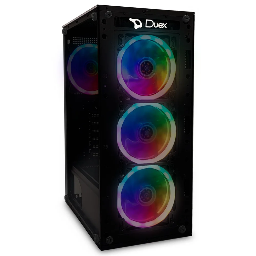 Gabinete Gamer Duex, Vidro Temperado, M-ATX, ITX, 4 Fans, Preto - Dx305t-rgb-fan