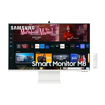 Samsung Smart Monitor M8, 32p, 4K, Tela Plana, 60Hz, 4Ms, HDMI, USB-C, Smart Hub, Gaming Hub, AirPlay