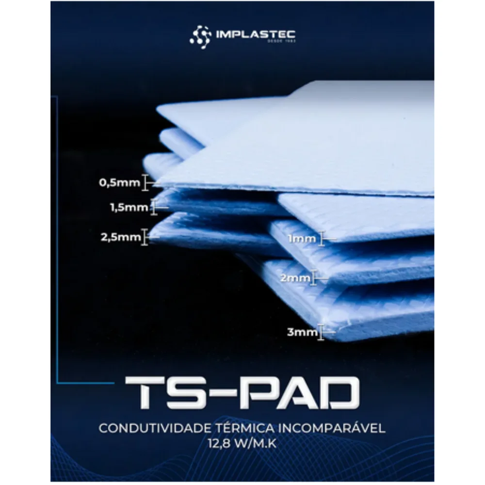 Thermal Pad Térmico Implastec Ts Pad 2.5mm X 100 X 100 Mm - 12,8w/m.k 6