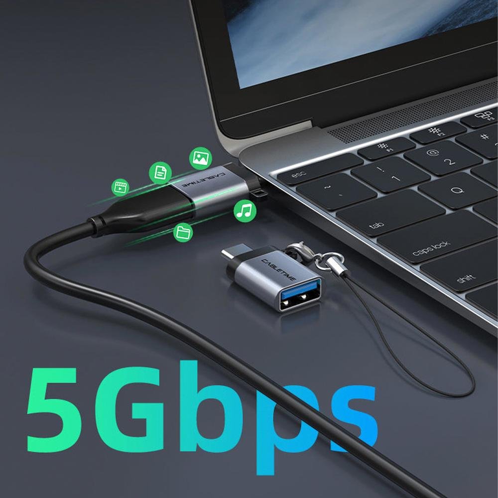 Imagem 5 de 5 do produto Adaptador Cabletime, USB-C Macho, para USB 3.0 Fêmea OTG - Preto