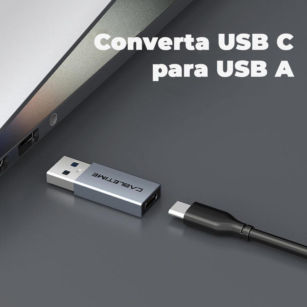Imagem 2 de 5 do produto Adaptador Cabletime, USB-A Macho, para USBC 3.0 Fêmea OTG, 4CM