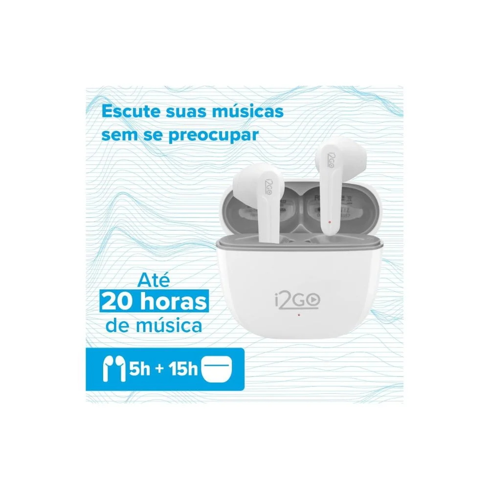 Imagem 2 de 5 do produto Fone De Ouvido Sem Fio Air Sound Go 2.0 I2go Até 20h Bateria