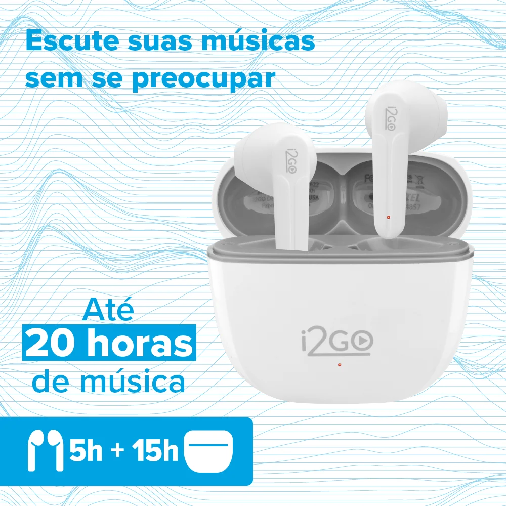 Imagem 4 de 5 do produto Fone De Ouvido Sem Fio Air Sound Go 2.0 I2go Até 20h Bateria