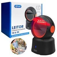 Leitor Código De Barras Com Fio Knup, 1D 2D, Fixo Mesa, QRCODE, USB, 5V