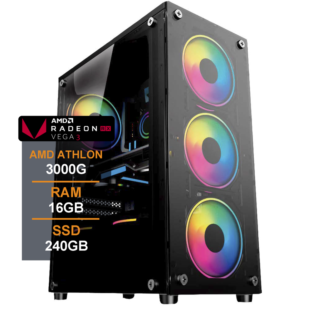Pc Gamer Completo Mrp, AMD Athlon 3000G, 16GB, SSD 240GB + Monitor 19 LED HD - view 4