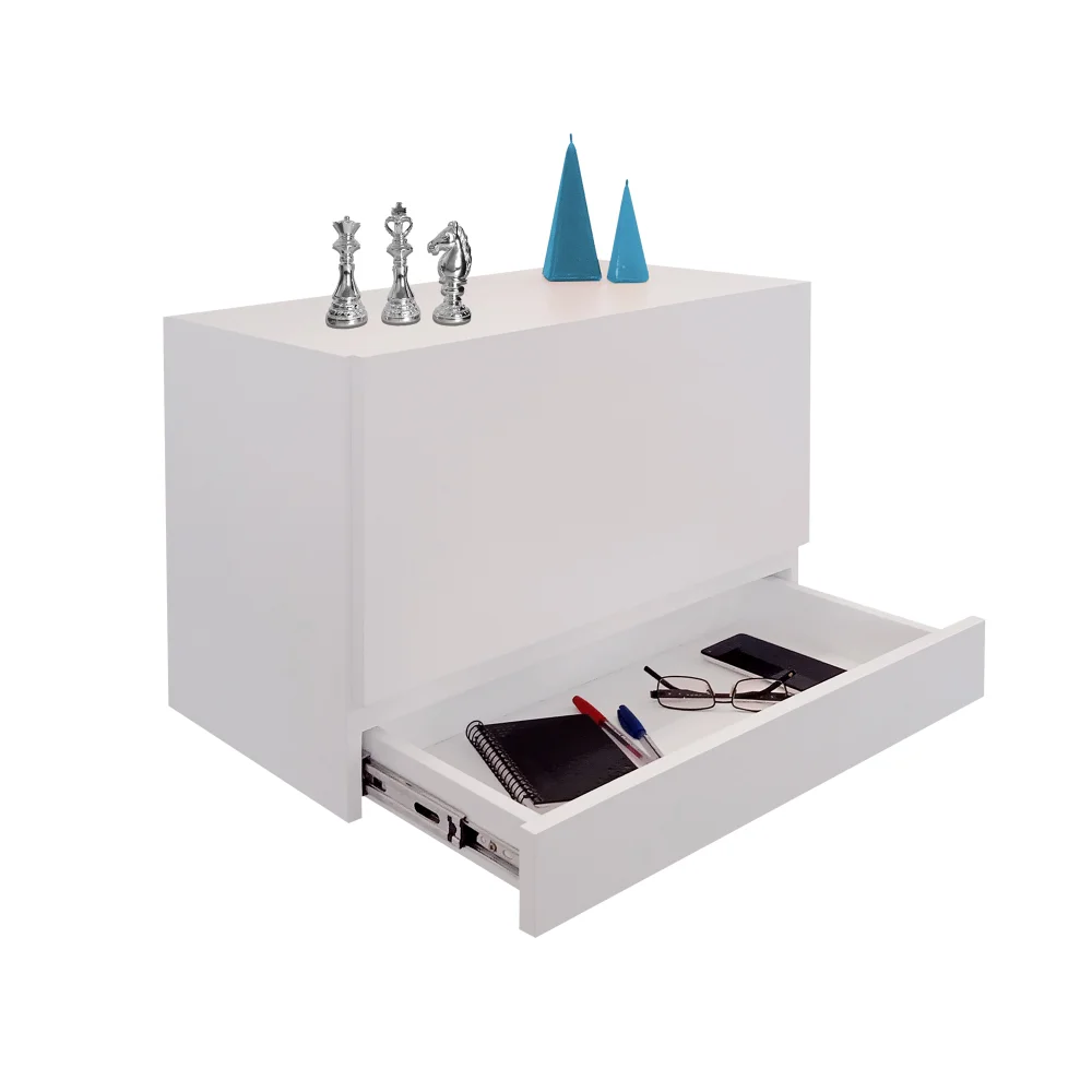 Imagem 2 de 5 do produto Escrivaninha Suspensa Formalivre, Compacta Com Gaveta, Mesa Para Notebook, Branco Laca