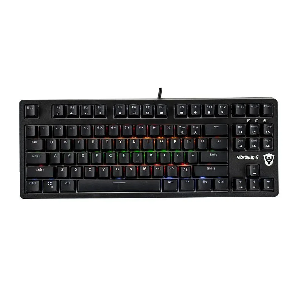 Teclado Com Fio Mecânico Gamer Sate K5, Switch Blue, RGB, USB, 87 Teclas, Preto Teclado Com Fio Mecânico Gamer Sate K5, Switch Blue, RGB, USB, 87 Teclas, Preto
