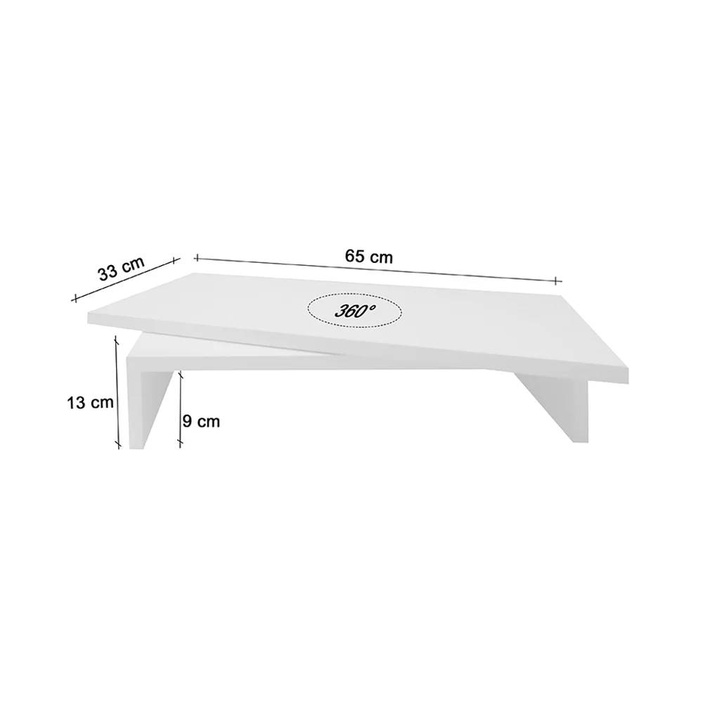 Imagem 2 de 5 do produto Suporte De Mesa Formalivre, Base Giratório, Com Nicho 360°, Para Tv, Branco