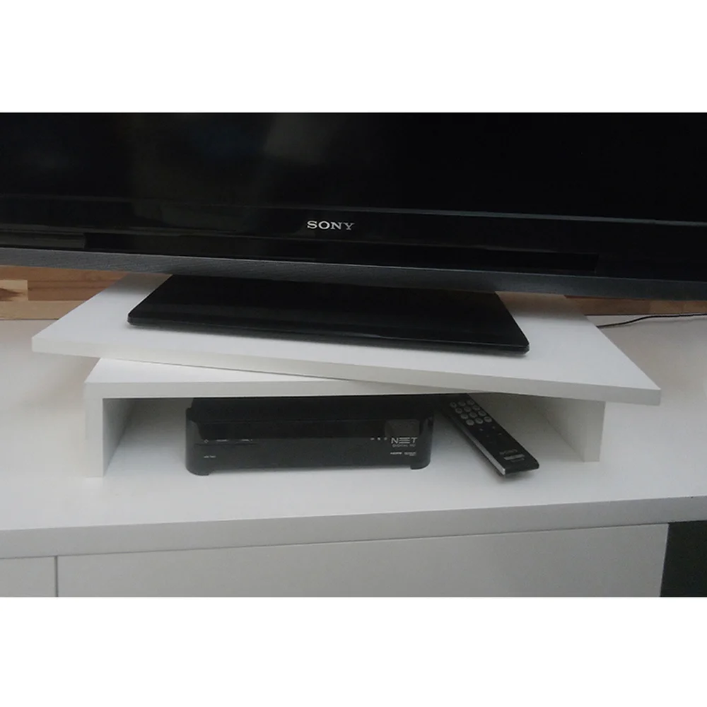 Imagem 3 de 5 do produto Suporte De Mesa Formalivre, Base Giratório, Com Nicho 360°, Para Tv, Branco