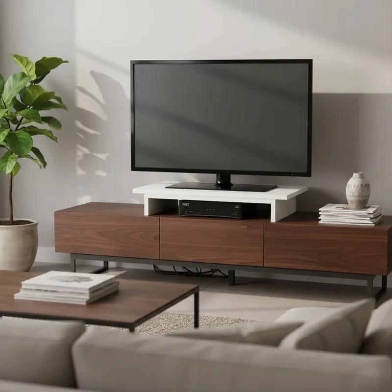 Imagem 4 de 5 do produto Suporte De Mesa Formalivre, Base Giratório, Com Nicho 360°, Para Tv, Branco