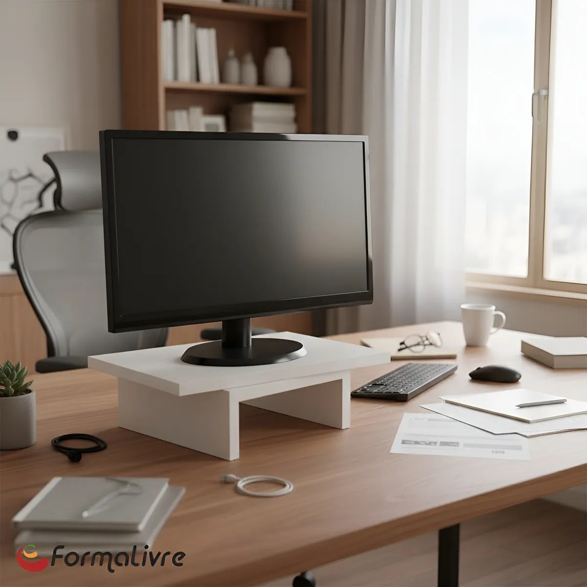 Suporte De Mesa Formalivre, Giratório, Com Nicho 360°, Para Monitor, Branco
