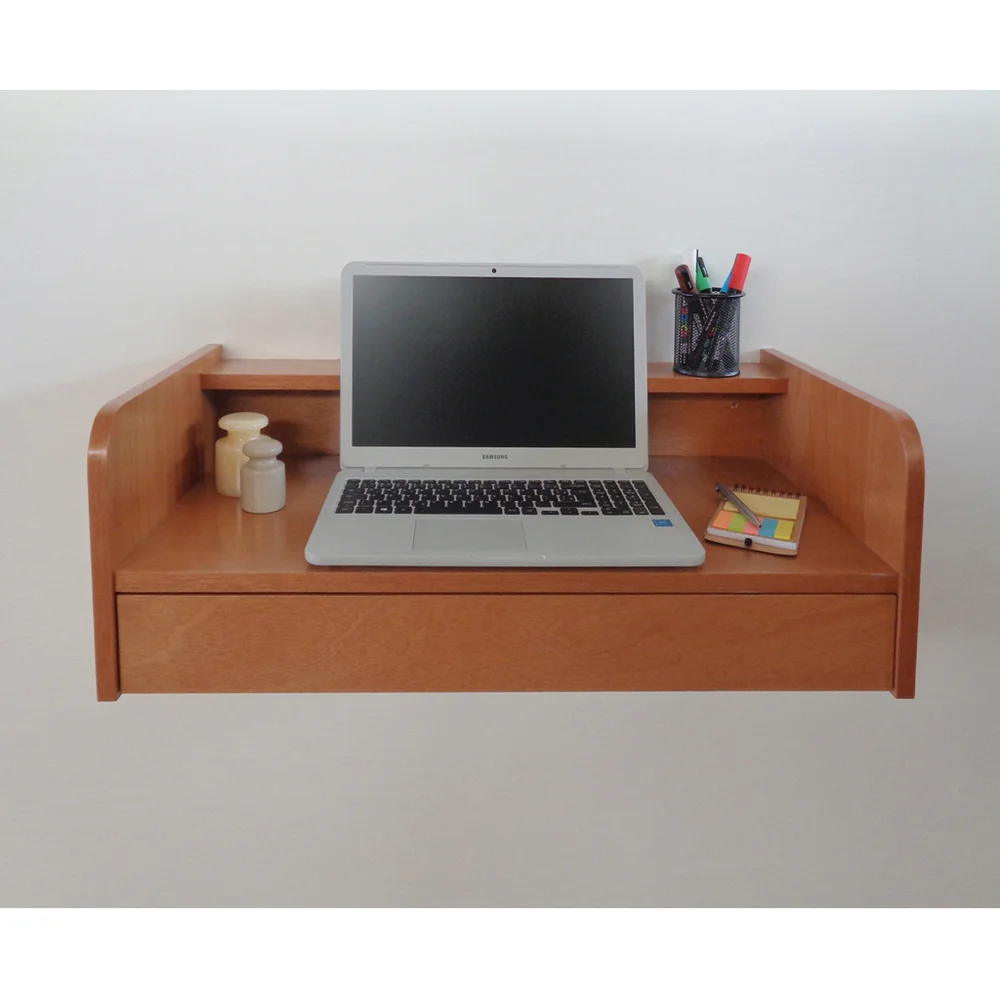 Imagem 4 de 5 do produto Escrivaninha Suspensa Formalivre, Com Gaveta, Mesa Notebook, Madeira Natural