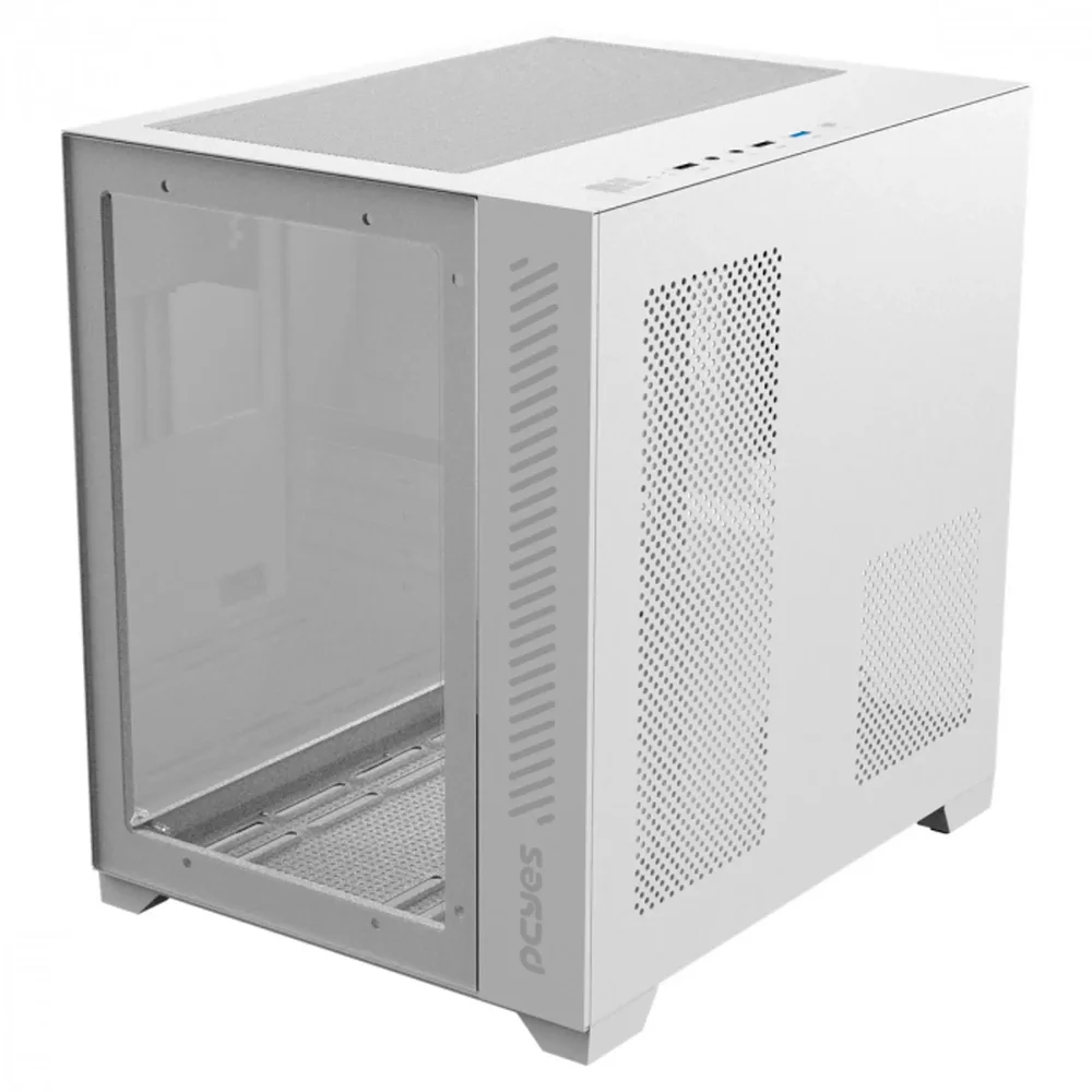 Imagem 2 de 5 do produto Gabinete Gamer Pcyes Forcefield Ghost,Mid Tower, Frontal E Lateral Em Vidro, Sem Fan, Sem Fonte, Branco - Gffwgp