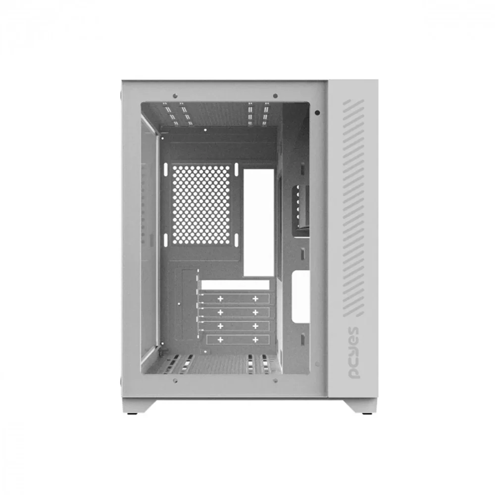 Imagem 3 de 5 do produto Gabinete Gamer Pcyes Forcefield Ghost,Mid Tower, Frontal E Lateral Em Vidro, Sem Fan, Sem Fonte, Branco - Gffwgp