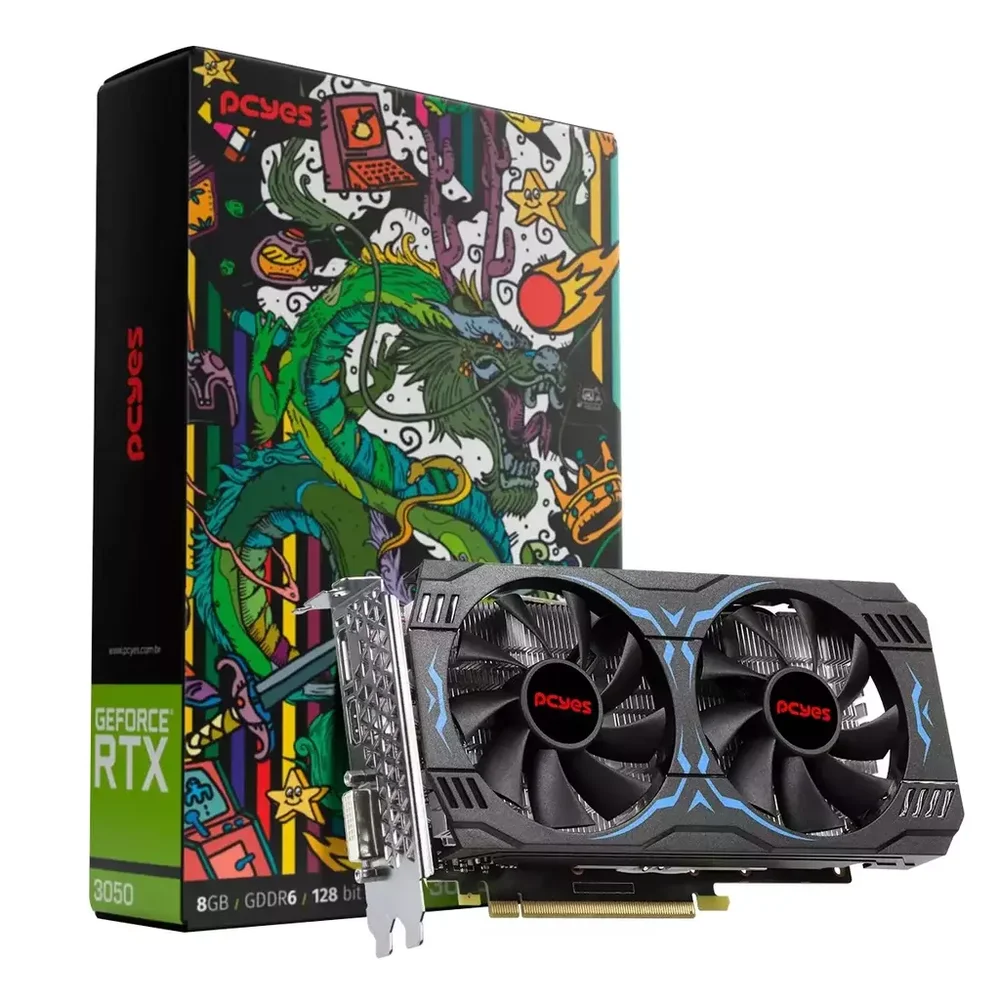 Placa De Vídeo Nvidia Pcyes Geforce RTX 3050, 8GB, 128 BITS - PVRTX30508GB.