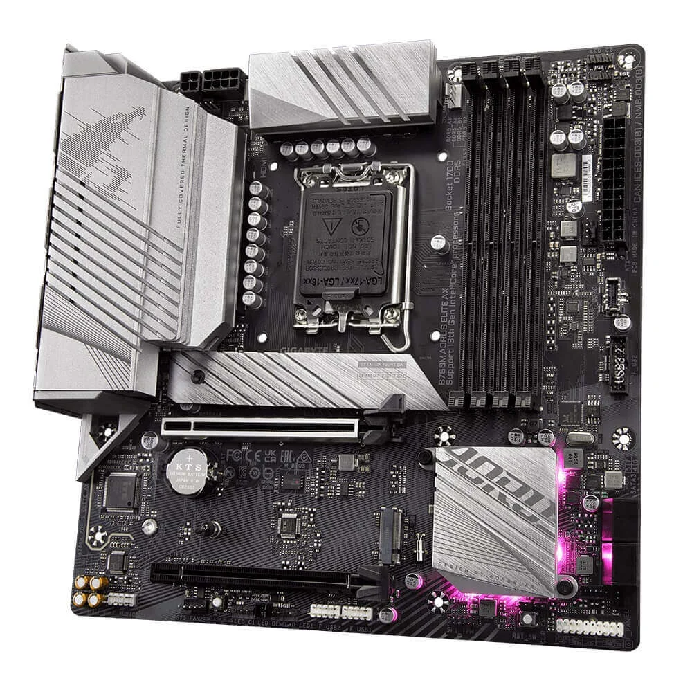 Placa-Mãe Gigabyte B760m Aorus Elite Ax, Intel LGA 1700, Matx, DDR5, Chipset B760 5