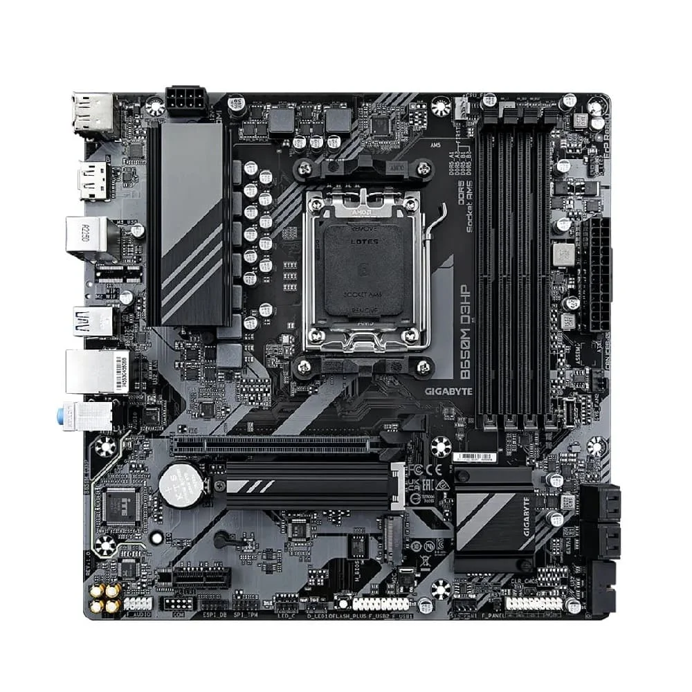 Placa Mãe Gigabyte B650M, D3HP, AM5, DDR5, HDMI, Displayport USB 3.2, M.2 Placa Mãe Gigabyte B650M, D3HP, AM5, DDR5, HDMI, Displayport USB 3.2, M.2