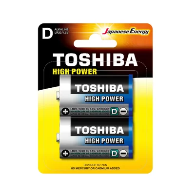 Pilha Toshiba Alcalina D, Com 2 Unidades, LR20GCP - 72445
