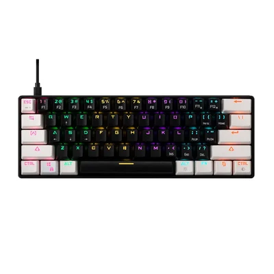 Teclado Com Fio Mecânico Gamer Gamdias Aura GK2, RGB, Switch Brown, ABNT2, Layout 60%, Preto e Branco