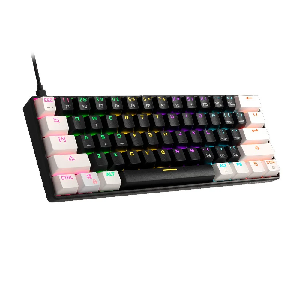 Imagem 3 de 5 do produto Teclado Com Fio Mecânico Gamer Gamdias Aura GK2, RGB, Switch Brown, ABNT2, Layout 60%, Preto e Branco