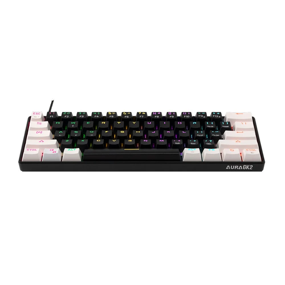 Imagem 4 de 5 do produto Teclado Com Fio Mecânico Gamer Gamdias Aura GK2, RGB, Switch Brown, ABNT2, Layout 60%, Preto e Branco
