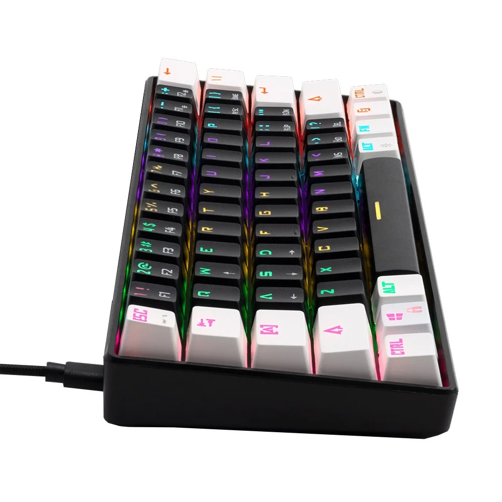 Imagem 5 de 5 do produto Teclado Com Fio Mecânico Gamer Gamdias Aura GK2, RGB, Switch Brown, ABNT2, Layout 60%, Preto e Branco