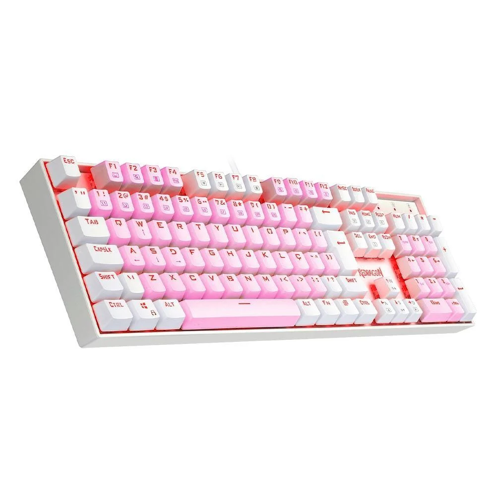 Imagem 5 de 5 do produto Teclado Com Fio Mecânico Gamer Redragon Mitra, Switch Azul, ABNT 2, Rosa E Branco - K551PW PT-BLUE