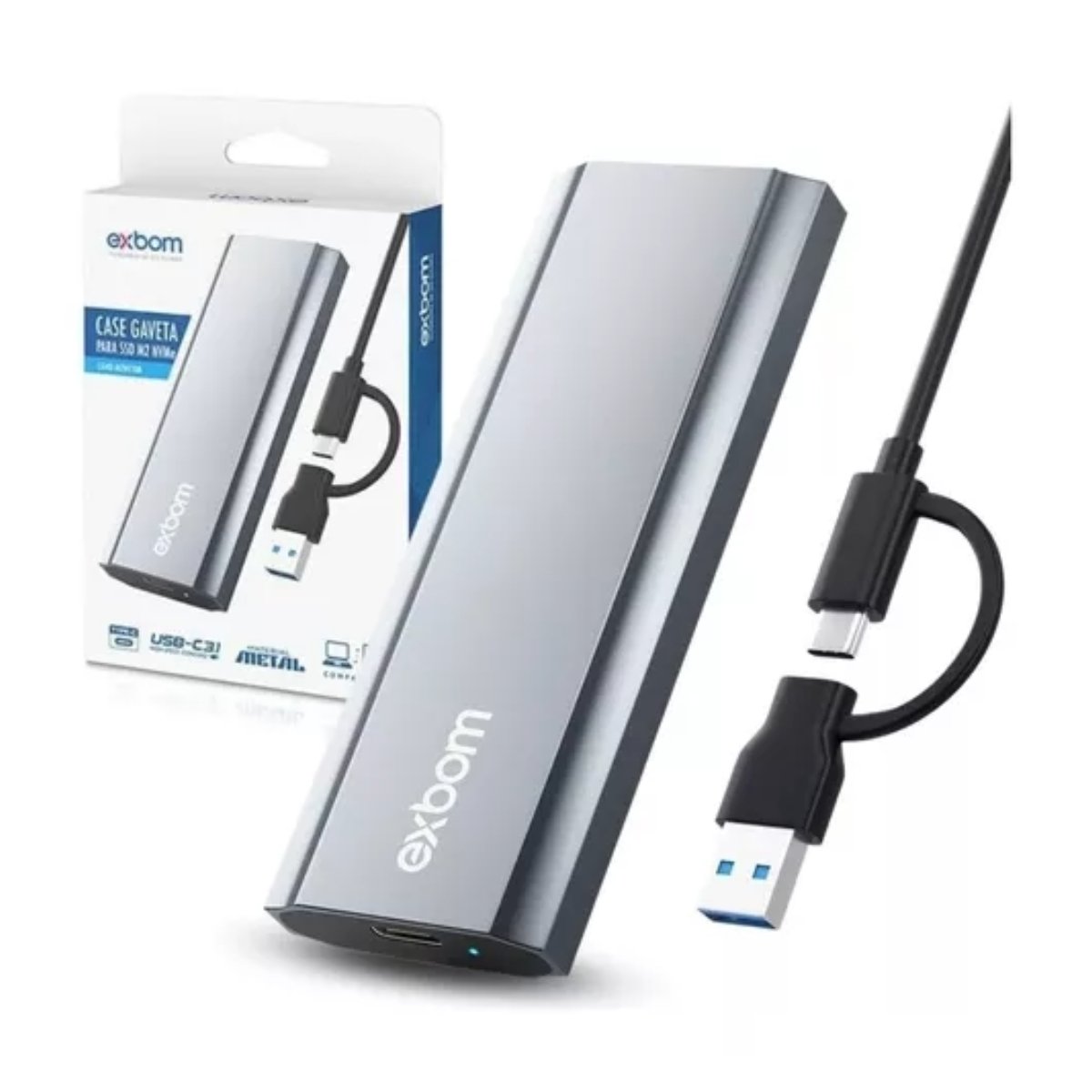 Case Gaveta SSD M.2 Nvme 2230 A 2280 Usb 3.1 E Usb-c 10gb/s