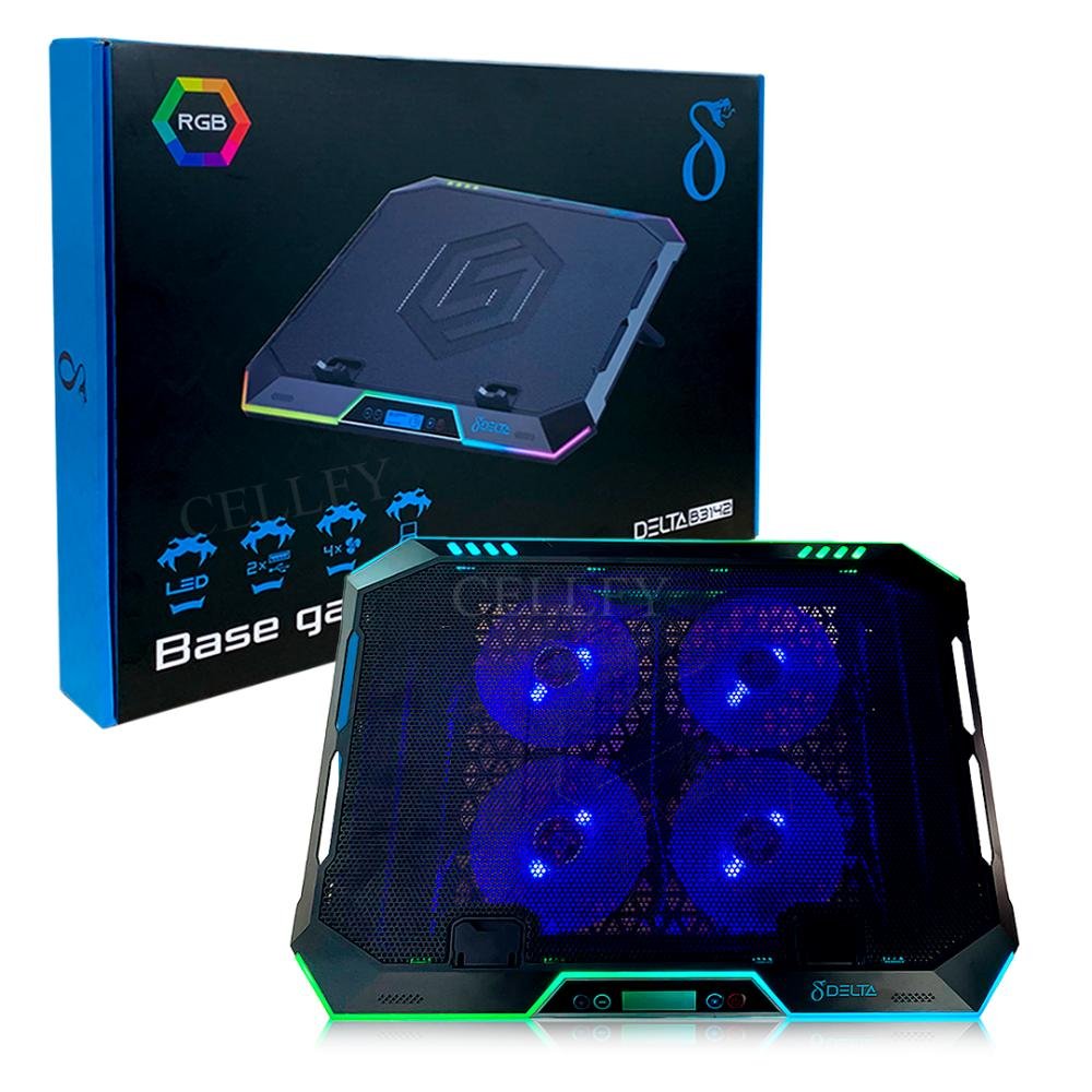 Base Gamer Refrigerada Aitek Para notebook, LED, RGB, 4 FANS RPM USB