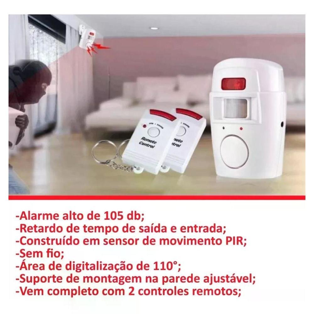 Imagem 2 de 4 do produto Kit Alarme Sem Fio Residencial Apt Comercial Com 2 Controle Remoto