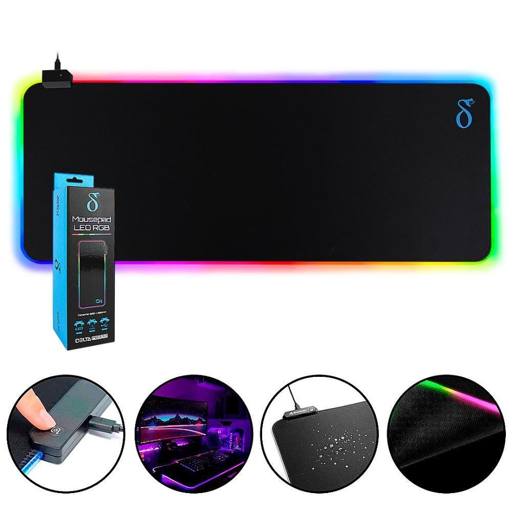 Desk Pad Mousepad Gamer Aitek, 80x30CM, RGB, LED Cores, Ergonômico Desk Pad Mousepad Gamer Aitek, 80x30CM, RGB, LED Cores, Ergonômico