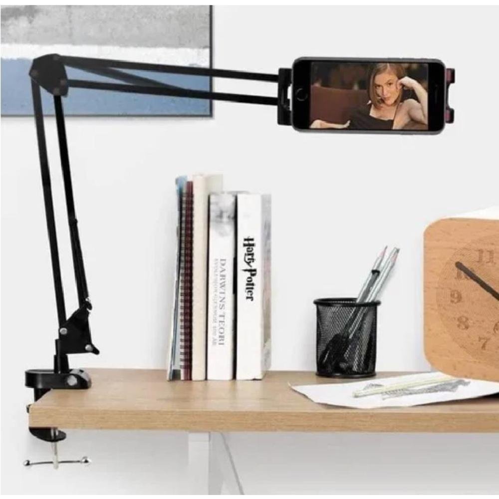 Imagem 2 de 3 do produto Suporte Celular Tablet Braço Metal Longo Flexível Para Mesa