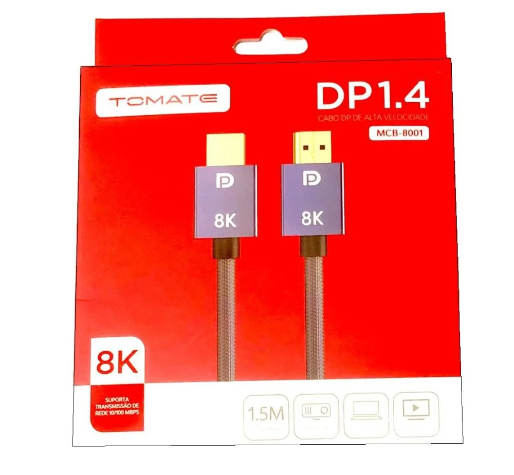 Imagem 3 de 5 do produto Cabo Displayport 8k Dp Versão 1.4 240z, 32gbps - 1.5 Metros