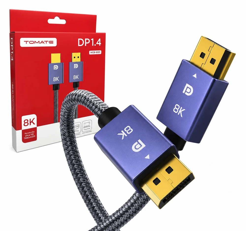 Imagem 5 de 5 do produto Cabo Displayport 8k Dp Versão 1.4 240z, 32gbps - 1.5 Metros