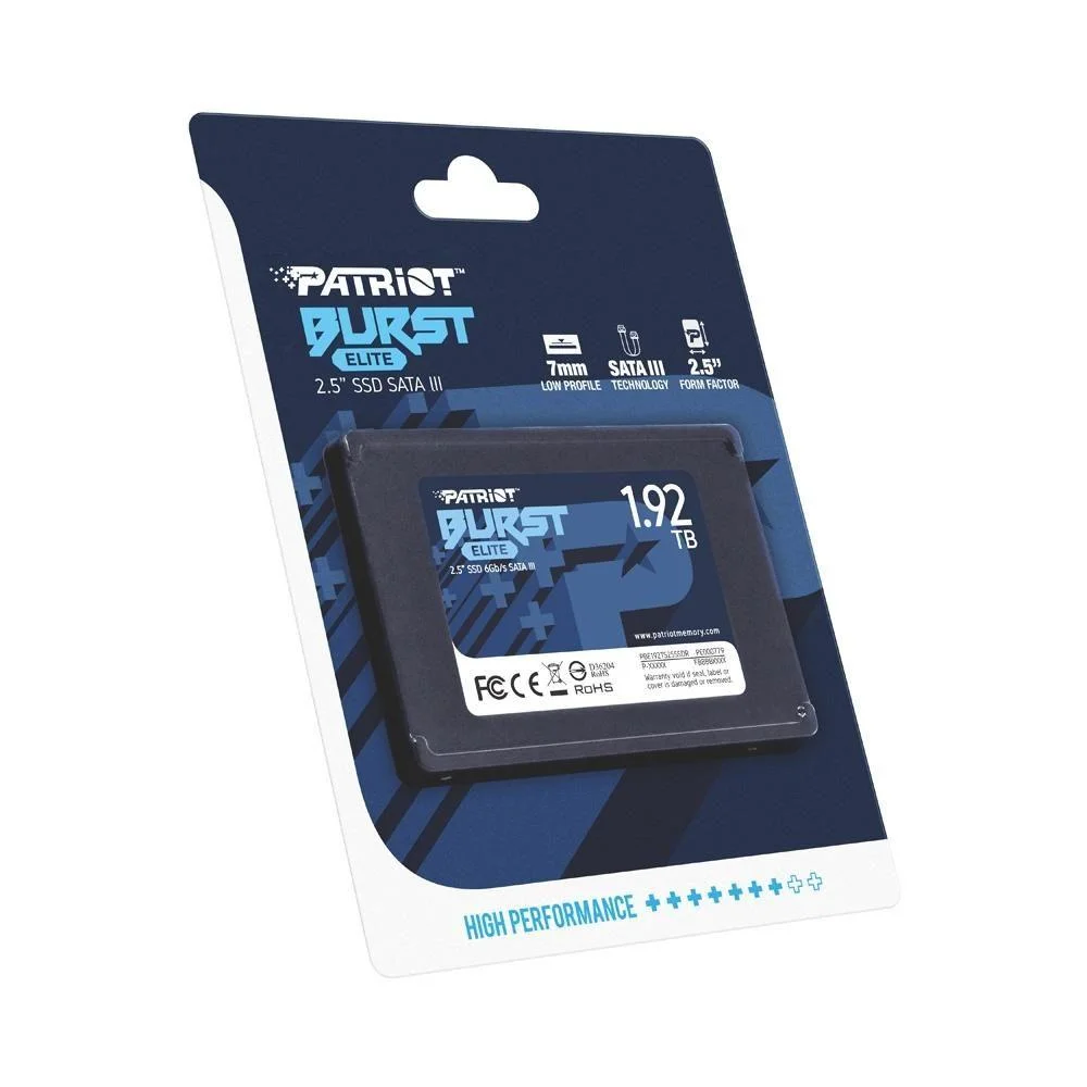 Imagem 3 de 5 do produto SSD Patriot Burst Elite 1,92TB, SATA 3, 2.5", Leitura 450MB/s E Gravação 320MB/s - Pbe192ts25ssdr