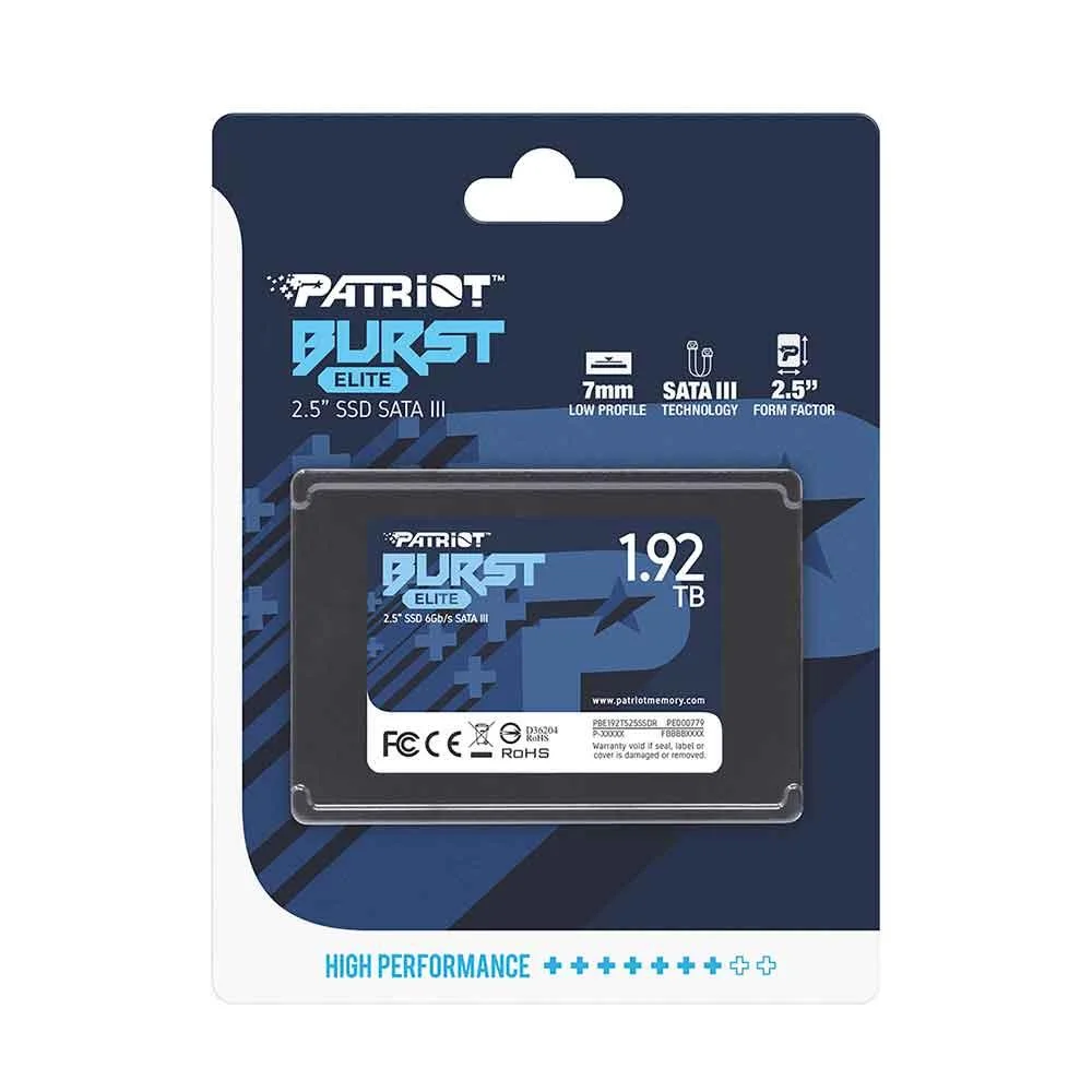 Imagem 5 de 5 do produto SSD Patriot Burst Elite 1,92TB, SATA 3, 2.5", Leitura 450MB/s E Gravação 320MB/s - Pbe192ts25ssdr