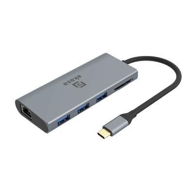 Adaptador Akasa,Conversor USB-c Para HDMI, VGA, 3 Portas USB, Leitor De Cartão, USB-c, Rj45, HDMI