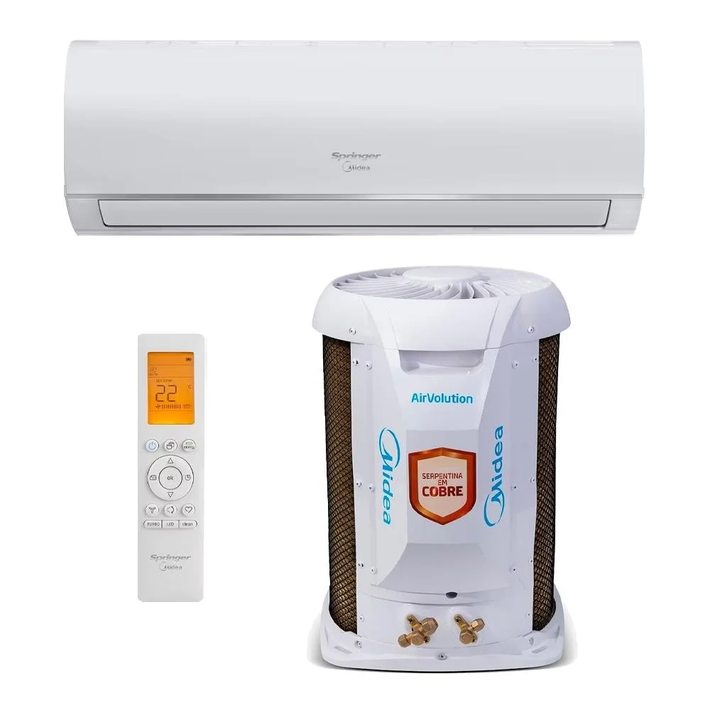 Ar-condicionado Split Springer Midea Airvolution, 22000 BTUs, High Wall, Fixo, Só Frio, 220v -  42affci22s5/38tfci22s5