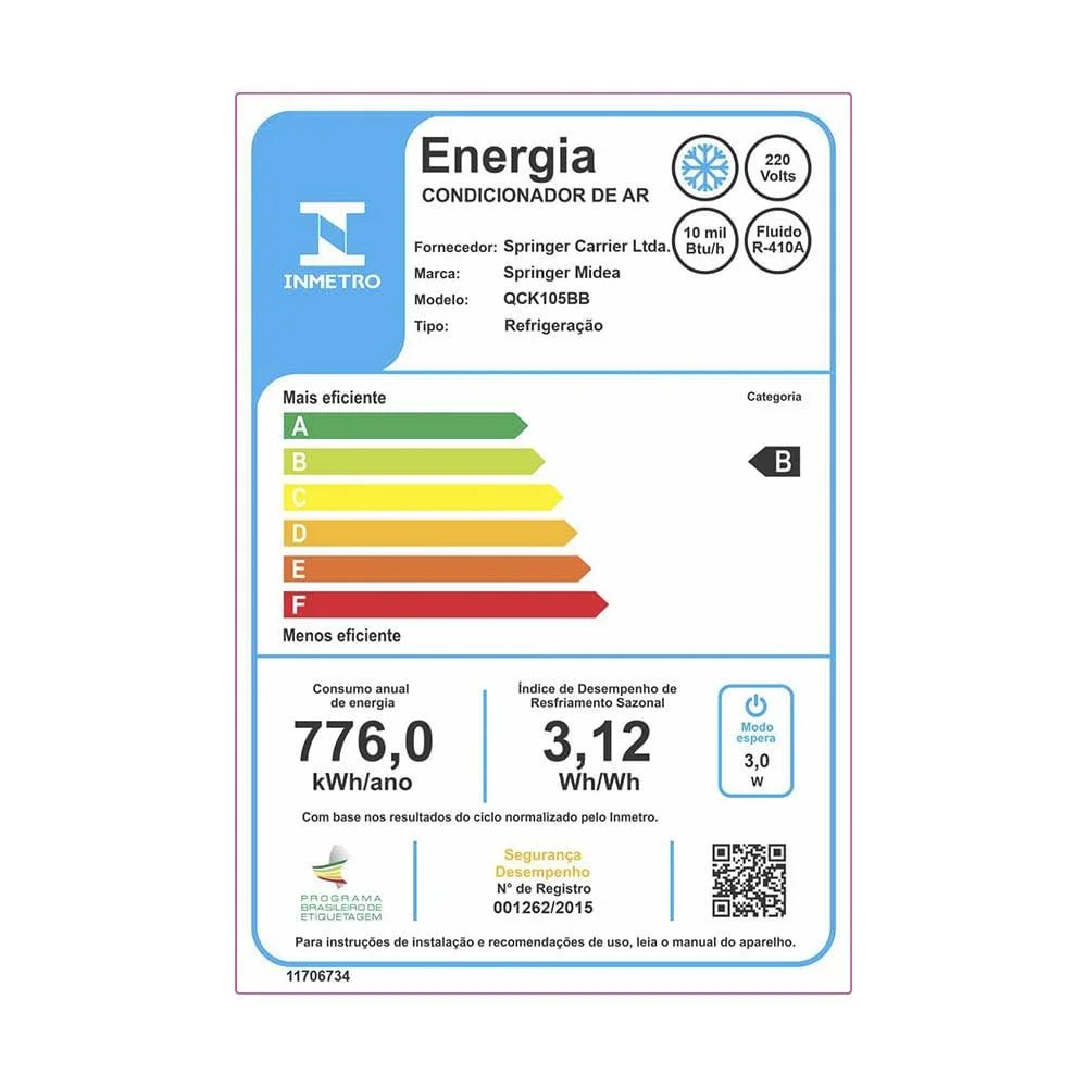 Imagem 3 de 3 do produto Ar Condicionado Janela Springer Midea, 10.000 BTUs, Quente E Frio, Mecânico, 220V -  Qqk105bb