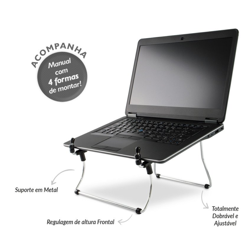 Suporte Reliza Steel Chromo, Para Notebook, Ergonômico, Suporta Até 20kKG, Chromado - 009617