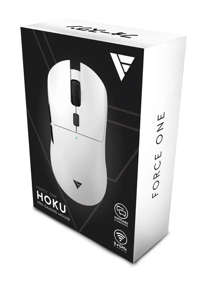 Mouse Force One Hoku Pro, Wh 26.000 DPI, Wireless, 63g Mouse Force One Hoku Pro, Wh 26.000 DPI, Wireless, 63g