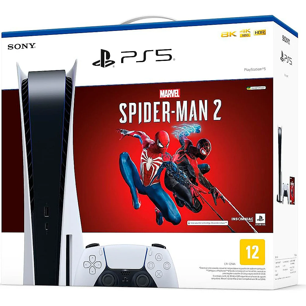 Imagem 2 de 5 do produto Playstation 5 Standard Edition Branco + Marvels Spider Man 2 + Controle Sem Fio Dualsense