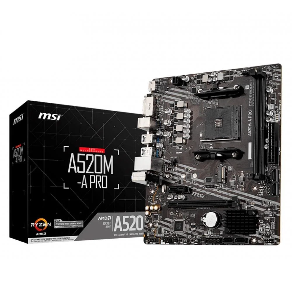 Placa Mãe Msi A520m-a Pro AMD, Am4, Matx, DDR4 4