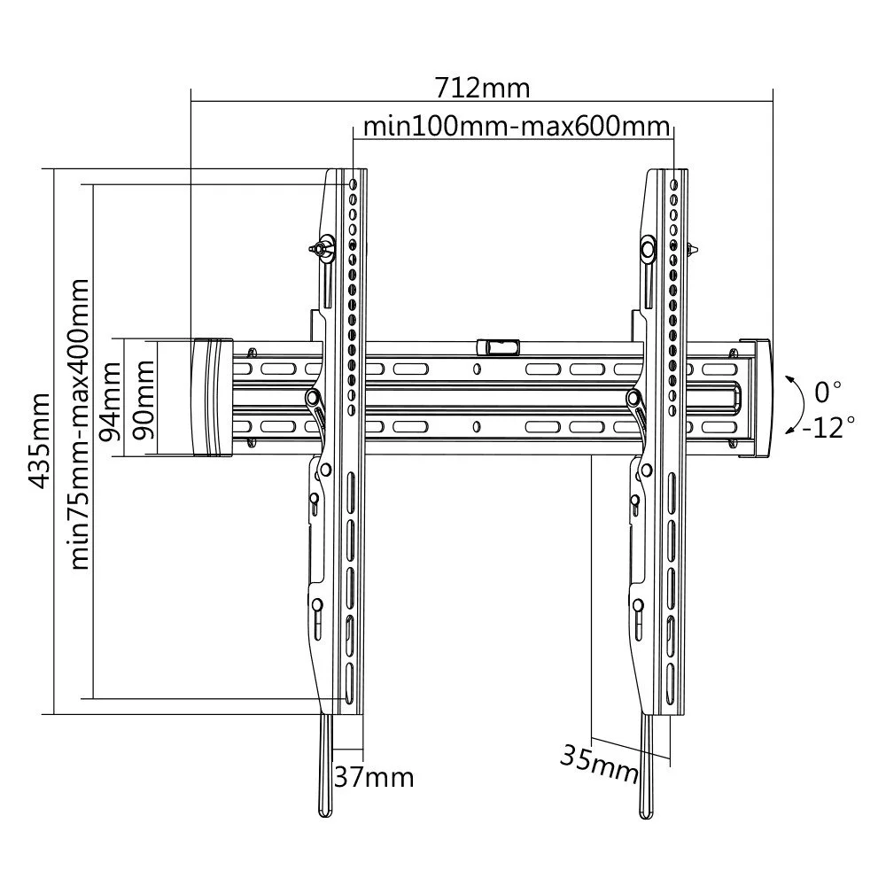 Imagem 2 de 5 do produto Suporte Inclinável, Para Tv 32 A 75 Polegadas, De Parede - Ctt600